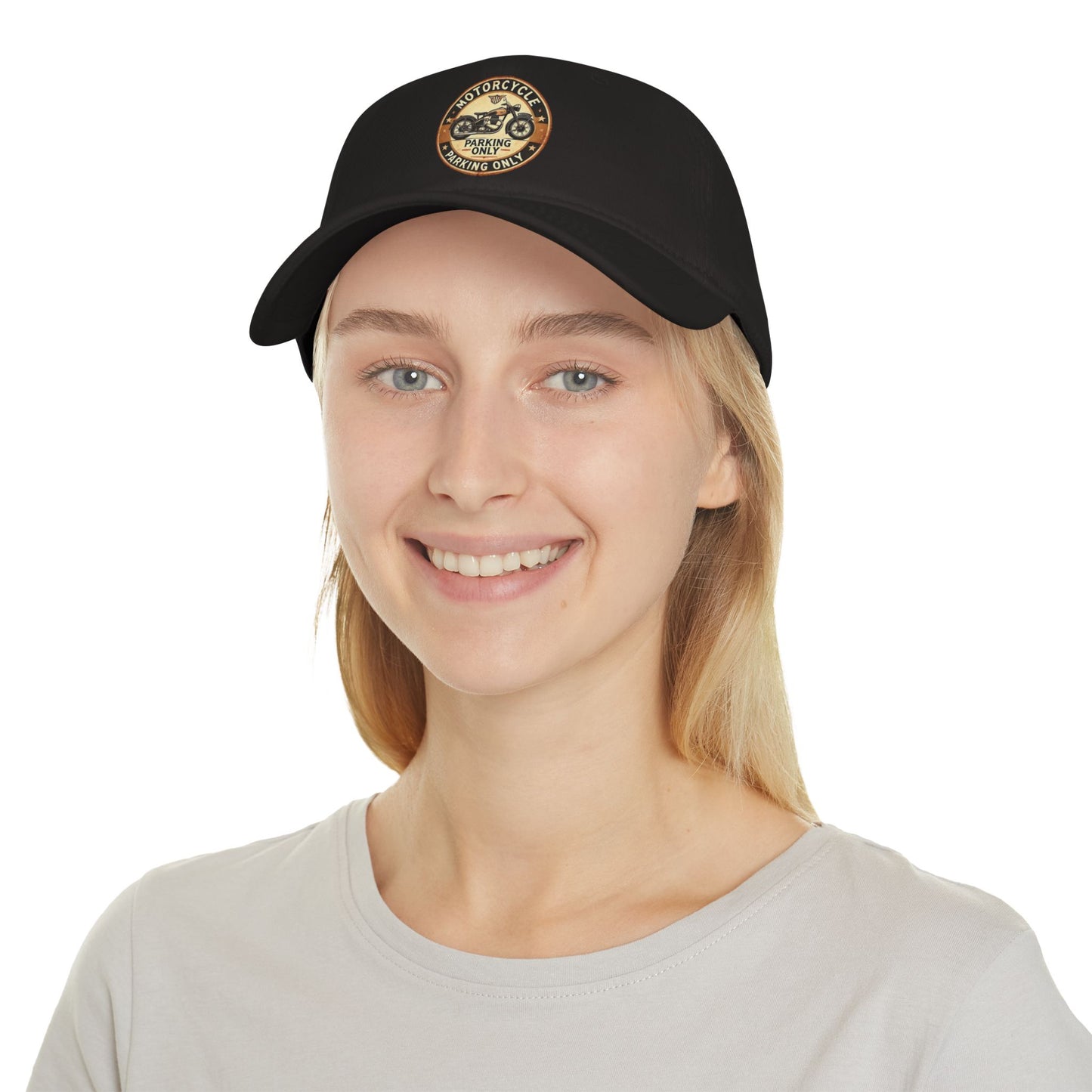 Motorcycle Parking Only Low Profile Baseball Cap, Adjustable Hat, Gift for Bikers, Red Cap, Outdoor Accessories