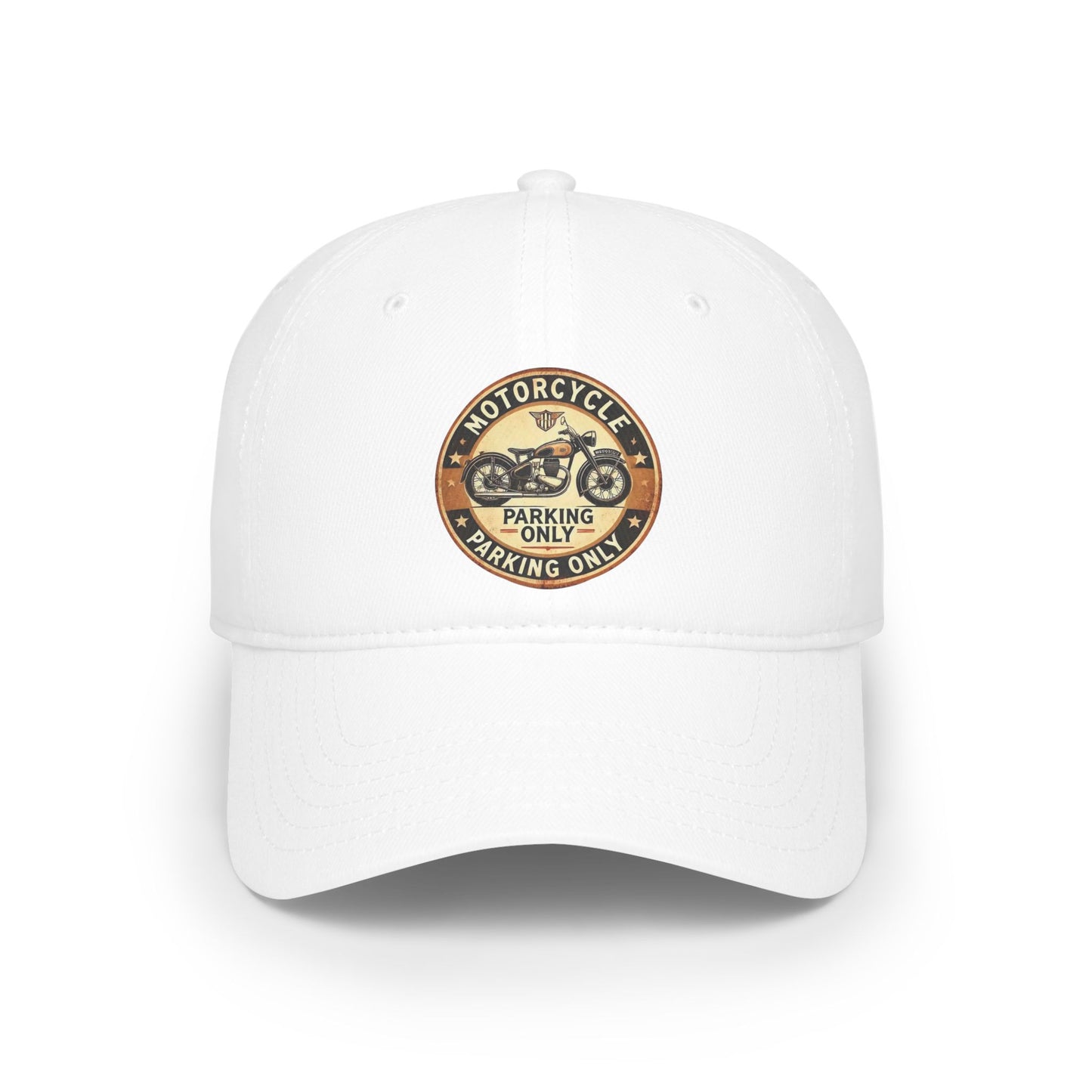 Motorcycle Parking Only Low Profile Baseball Cap, Adjustable Hat, Gift for Bikers, Red Cap, Outdoor Accessories