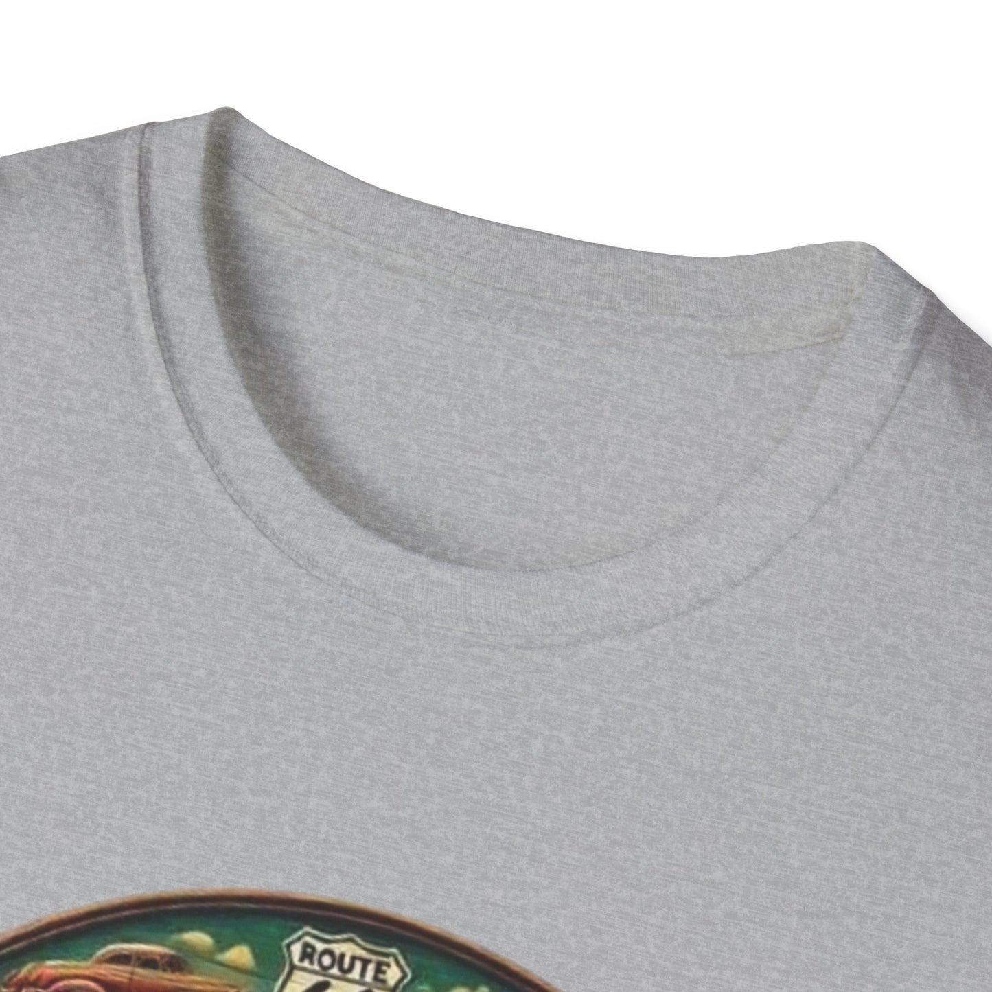 Vintage Route 66 Unisex Softstyle T-Shirt - Retro Travel Vibe