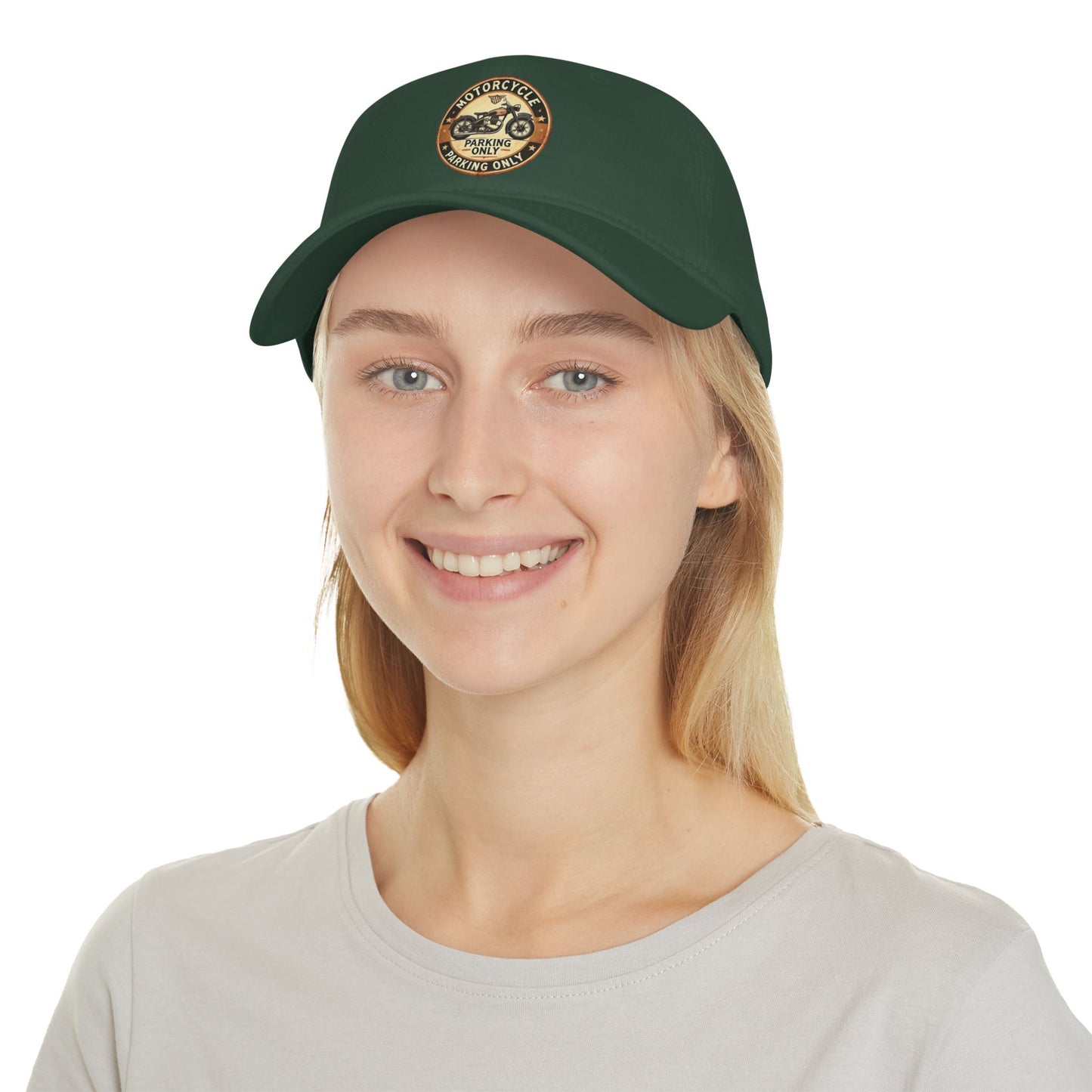 Motorcycle Parking Only Low Profile Baseball Cap, Adjustable Hat, Gift for Bikers, Red Cap, Outdoor Accessories