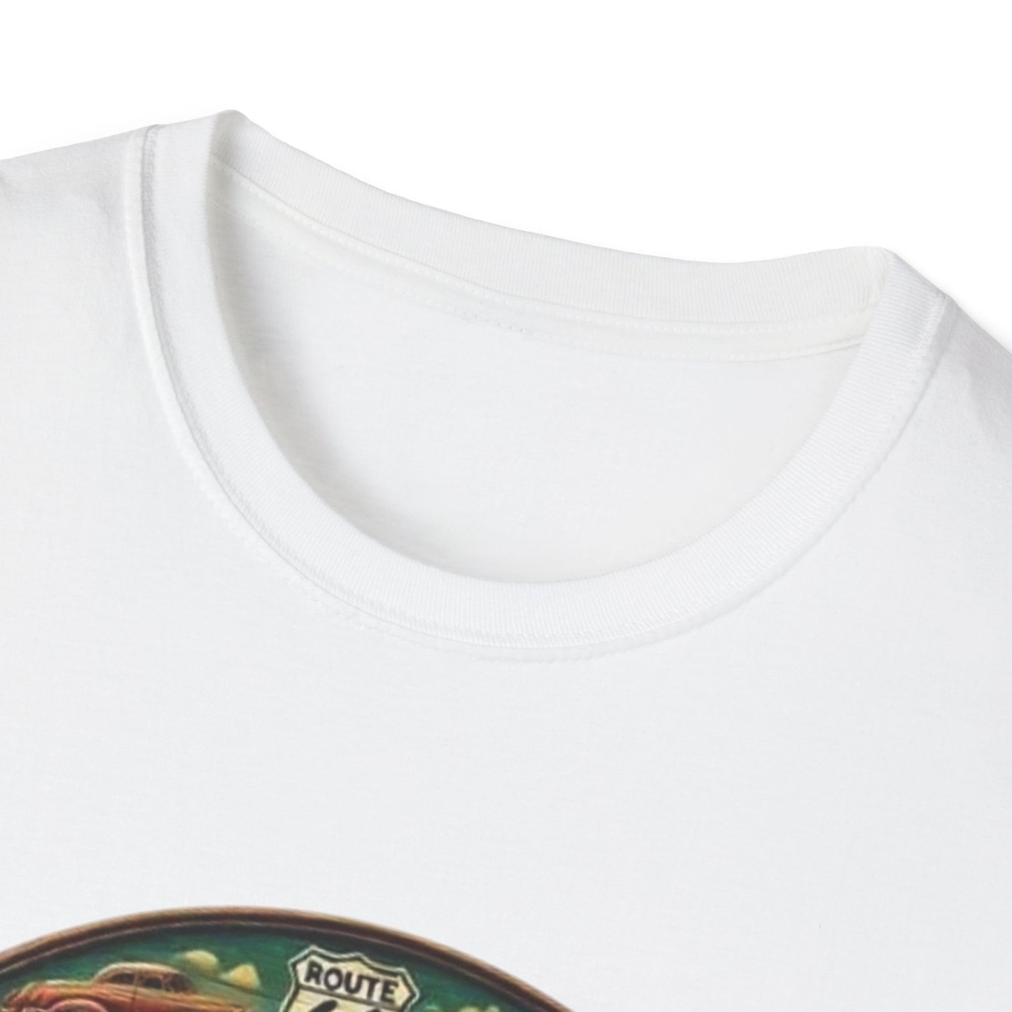 Vintage Route 66 Unisex Softstyle T-Shirt - Retro Travel Vibe