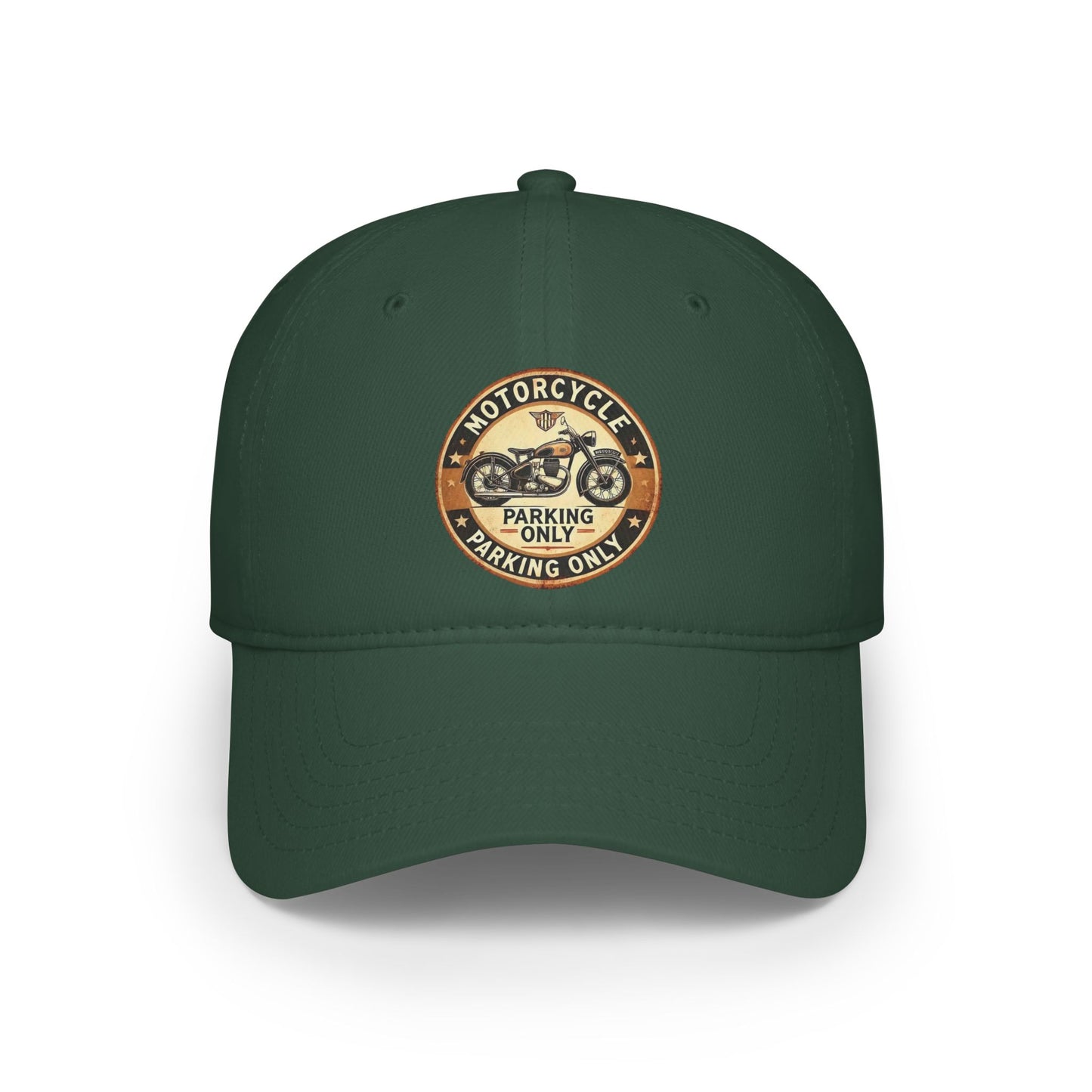 Motorcycle Parking Only Low Profile Baseball Cap, Adjustable Hat, Gift for Bikers, Red Cap, Outdoor Accessories