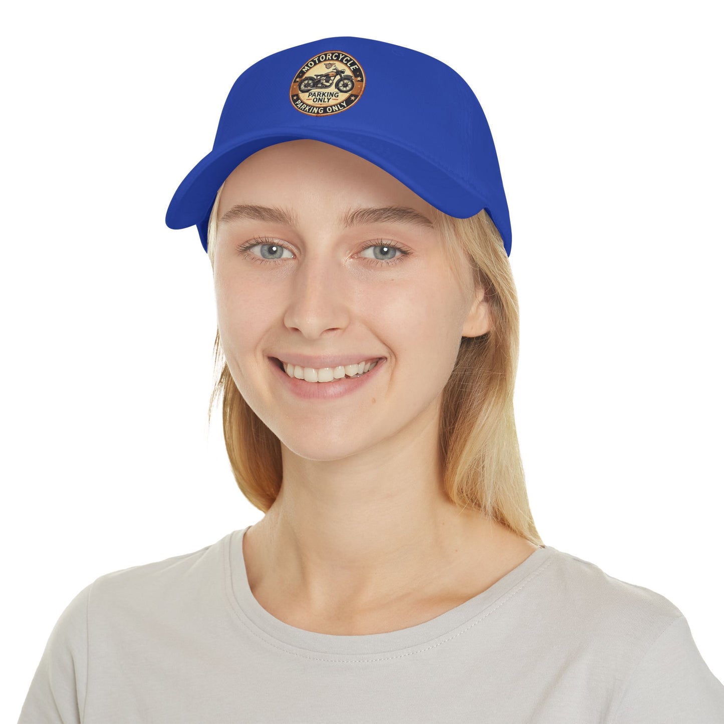 Motorcycle Parking Only Low Profile Baseball Cap, Adjustable Hat, Gift for Bikers, Red Cap, Outdoor Accessories