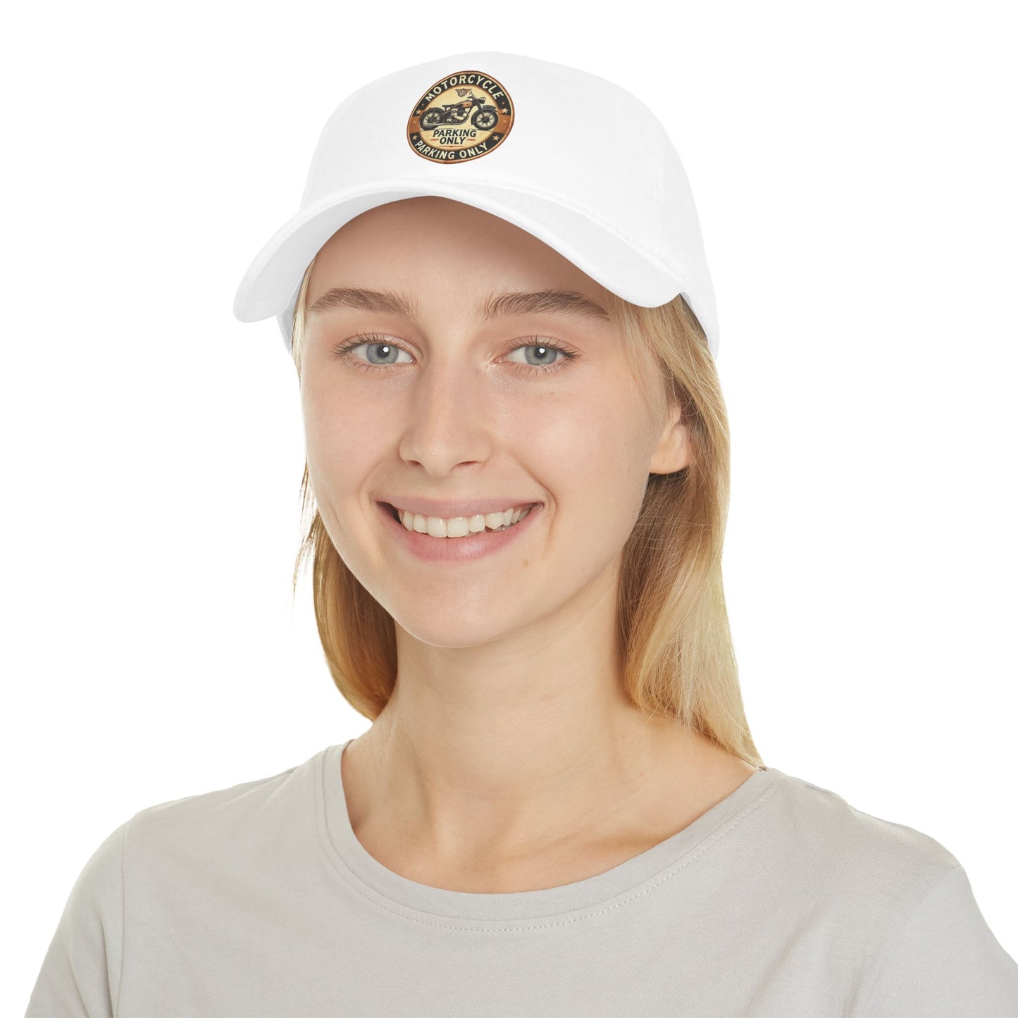 Motorcycle Parking Only Low Profile Baseball Cap, Adjustable Hat, Gift for Bikers, Red Cap, Outdoor Accessories