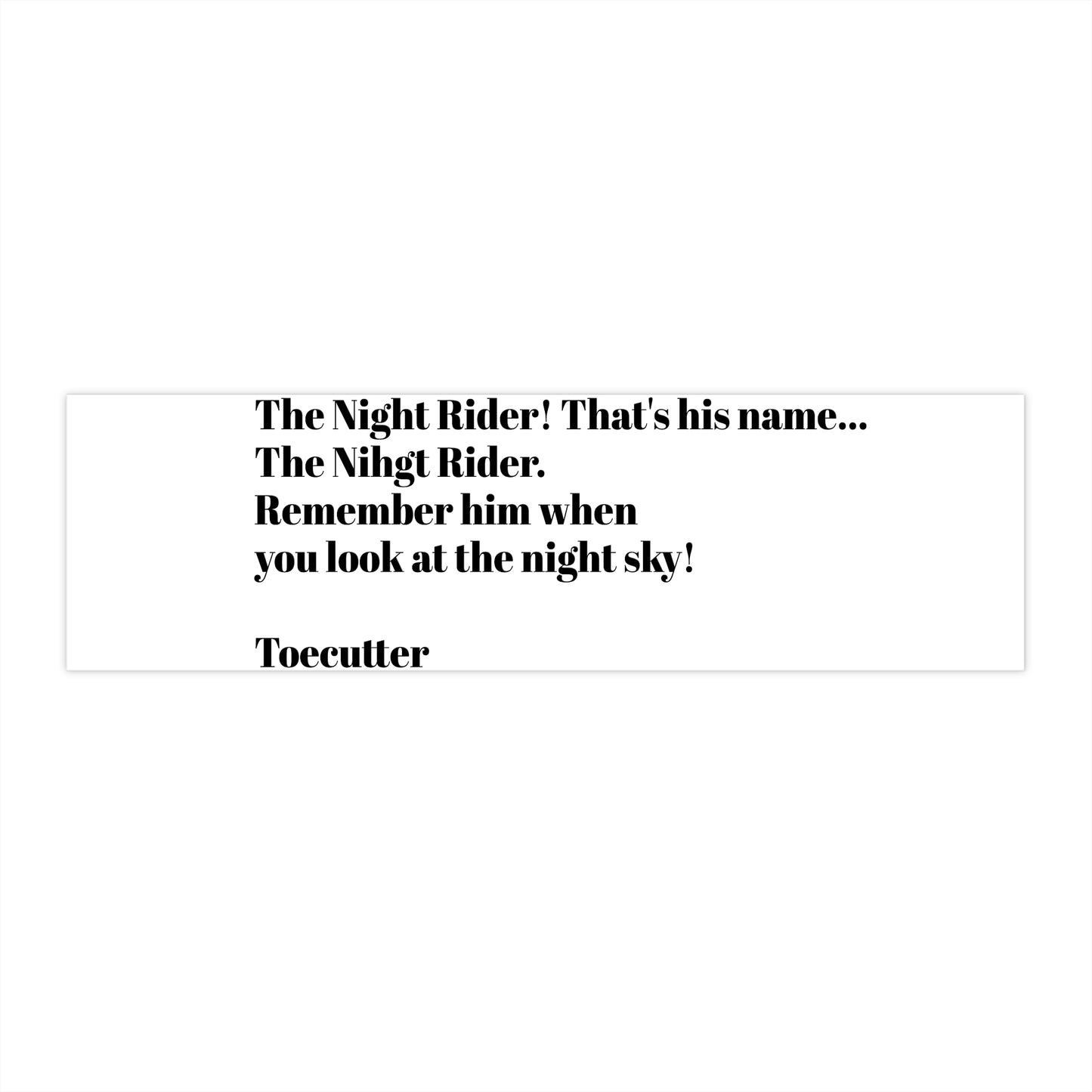 Night Rider Bumper Sticker | Cool Retro Car Decor for Enthusiasts