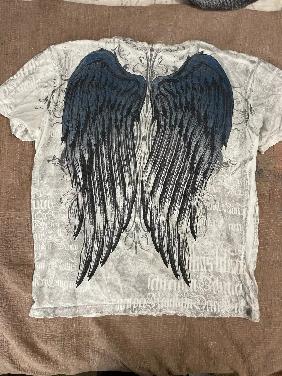 2000s affliction Graphic T-Shirt Mens Large Grunge Wings New Fashion Style Couple Tops Pure Cotton Shirt