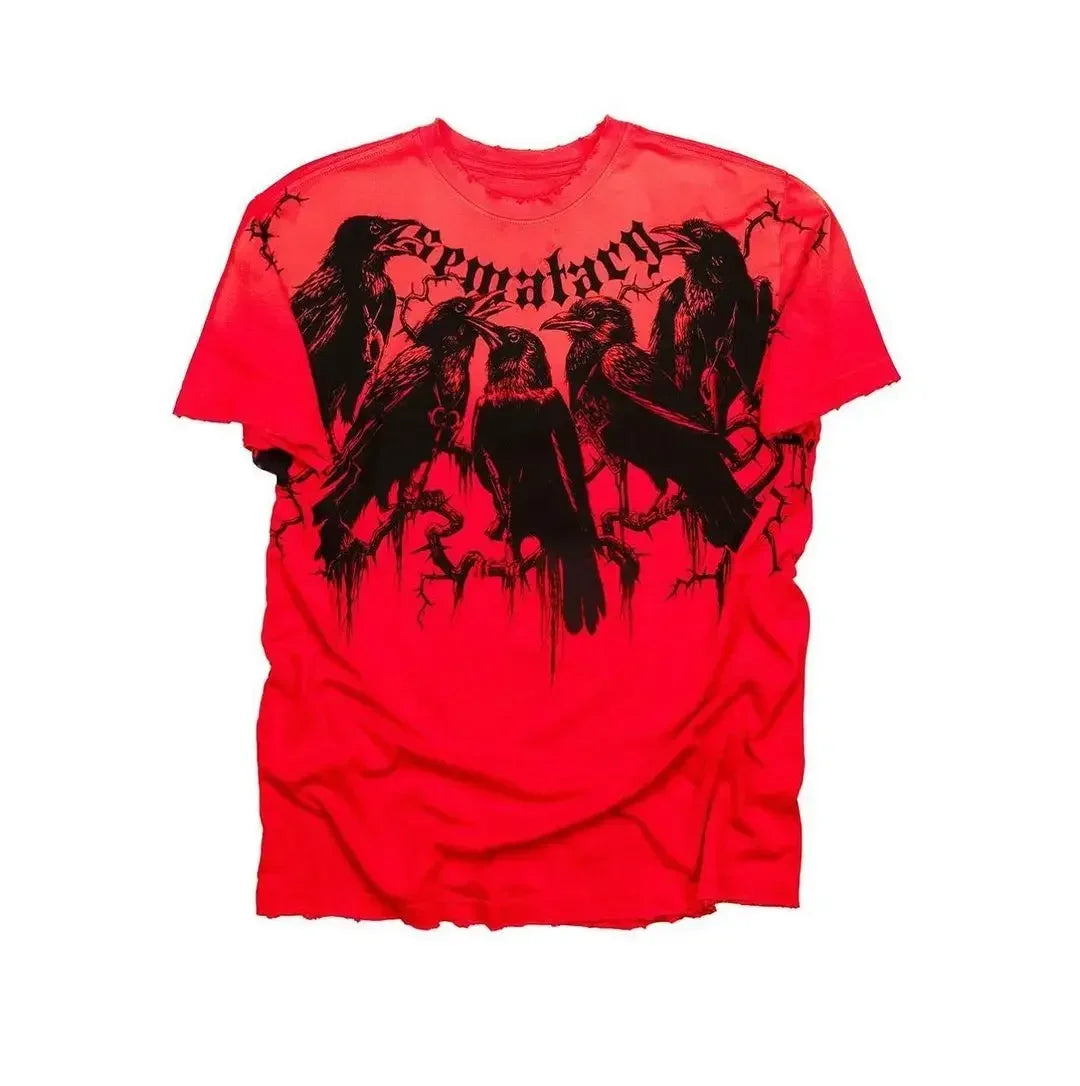 2000s affliction Graphic T-Shirt Mens Large Grunge Wings New Fashion Style Couple Tops Pure Cotton Shirt