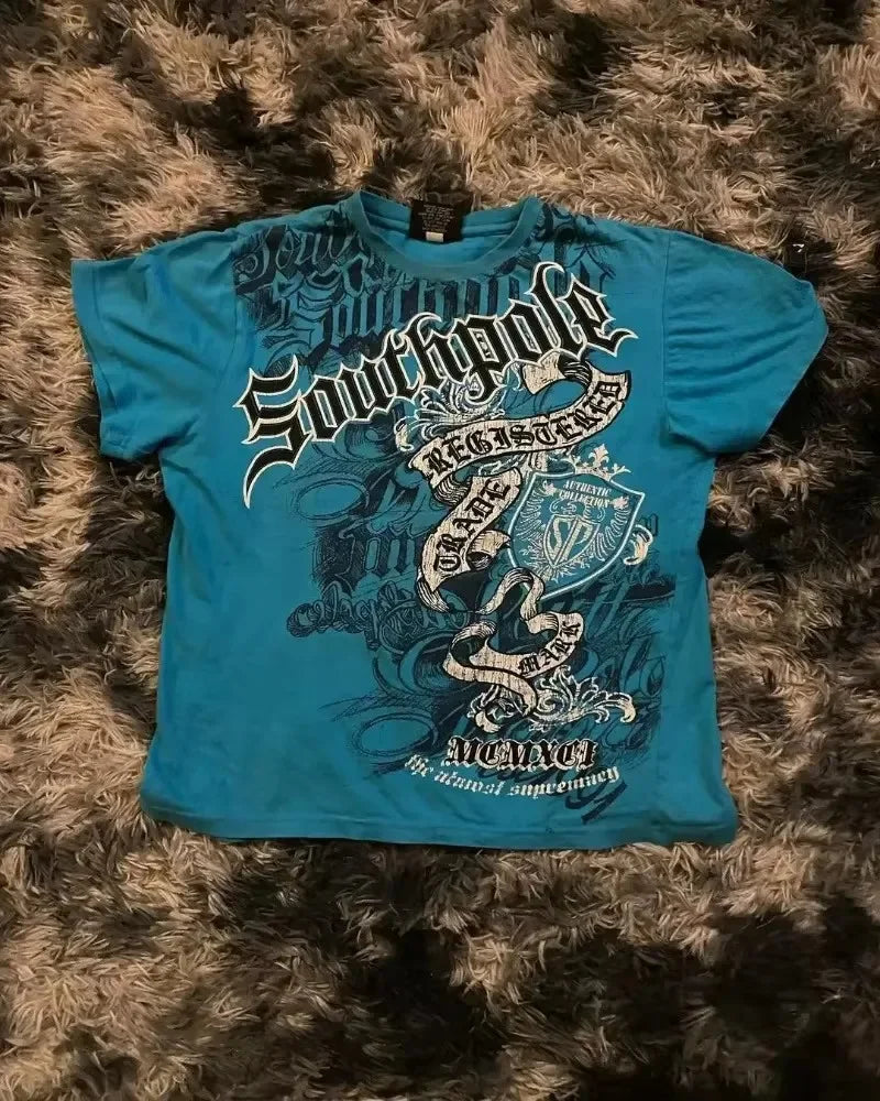 2000s affliction Graphic T-Shirt Mens Large Grunge Wings New Fashion Style Couple Tops Pure Cotton Shirt