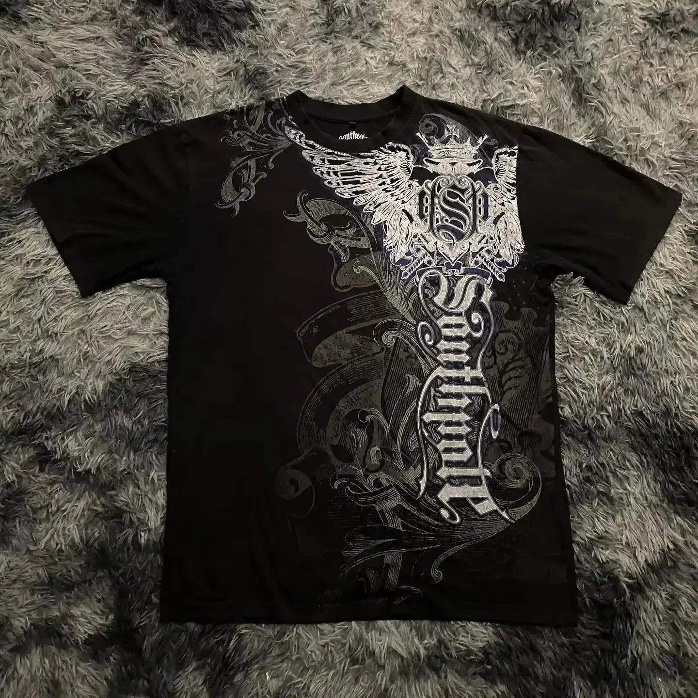 2000s affliction Graphic T-Shirt Mens Large Grunge Wings New Fashion Style Couple Tops Pure Cotton Shirt