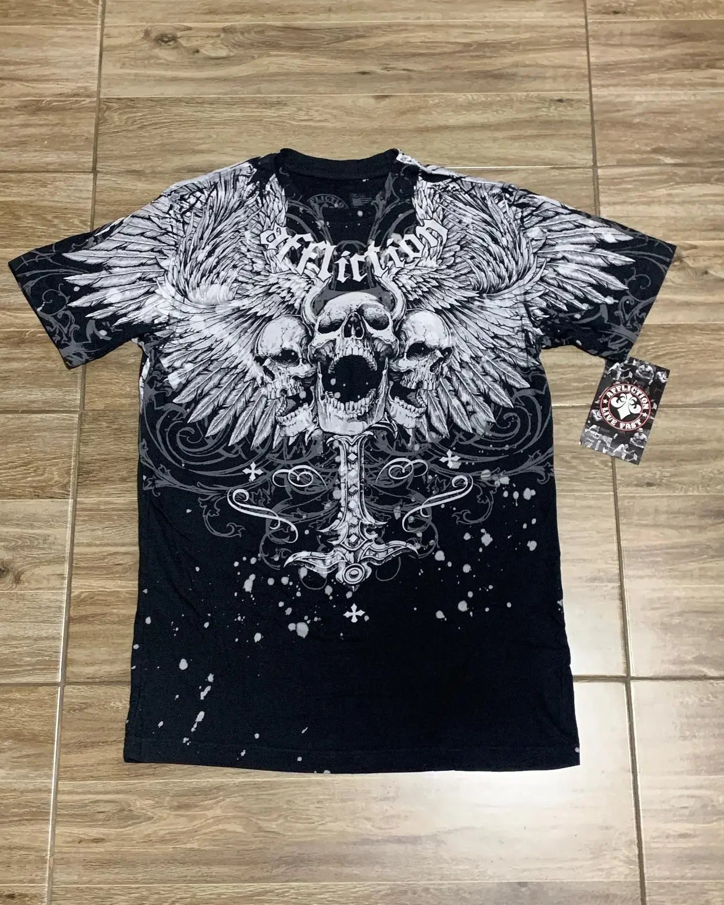 2000s affliction Graphic T-Shirt Mens Large Grunge Wings New Fashion Style Couple Tops Pure Cotton Shirt