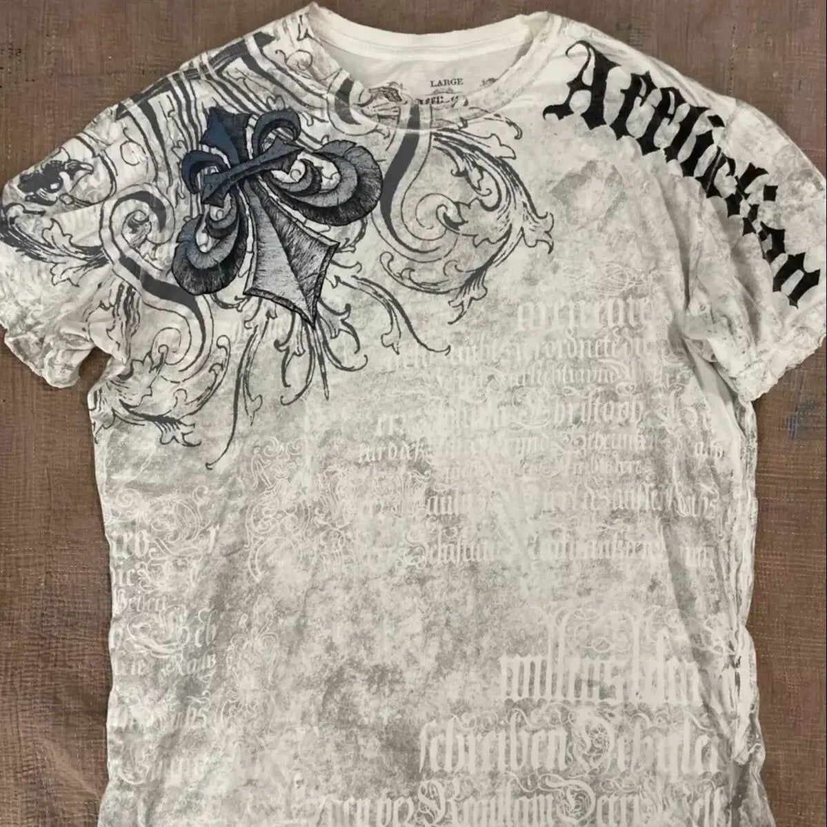 2000s affliction Graphic T-Shirt Mens Large Grunge Wings New Fashion Style Couple Tops Pure Cotton Shirt