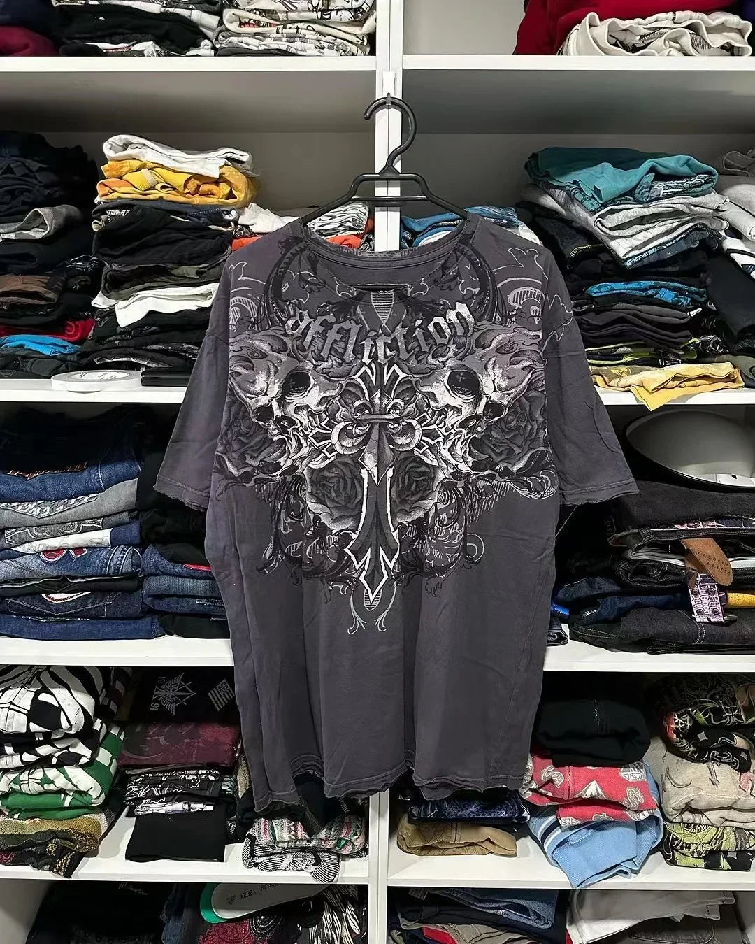 2000s affliction Graphic T-Shirt Mens Large Grunge Wings New Fashion Style Couple Tops Pure Cotton Shirt