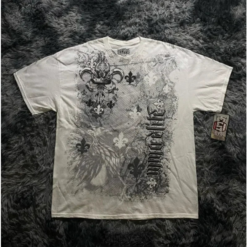 2000s affliction Graphic T-Shirt Mens Large Grunge Wings New Fashion Style Couple Tops Pure Cotton Shirt