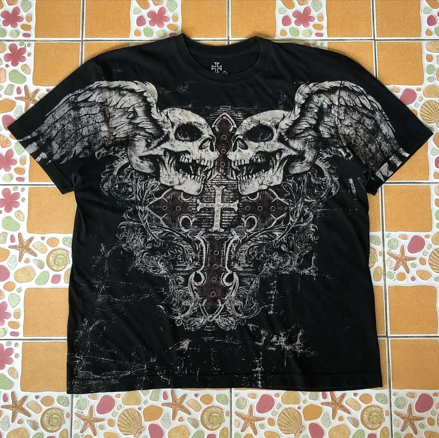 2000s affliction Graphic T-Shirt Mens Large Grunge Wings New Fashion Style Couple Tops Pure Cotton Shirt