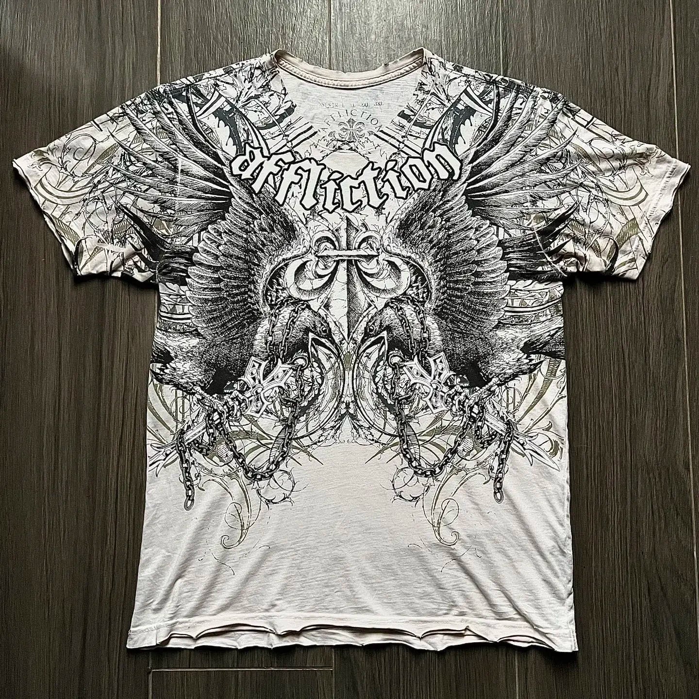 2000s affliction Graphic T-Shirt Mens Large Grunge Wings New Fashion Style Couple Tops Pure Cotton Shirt