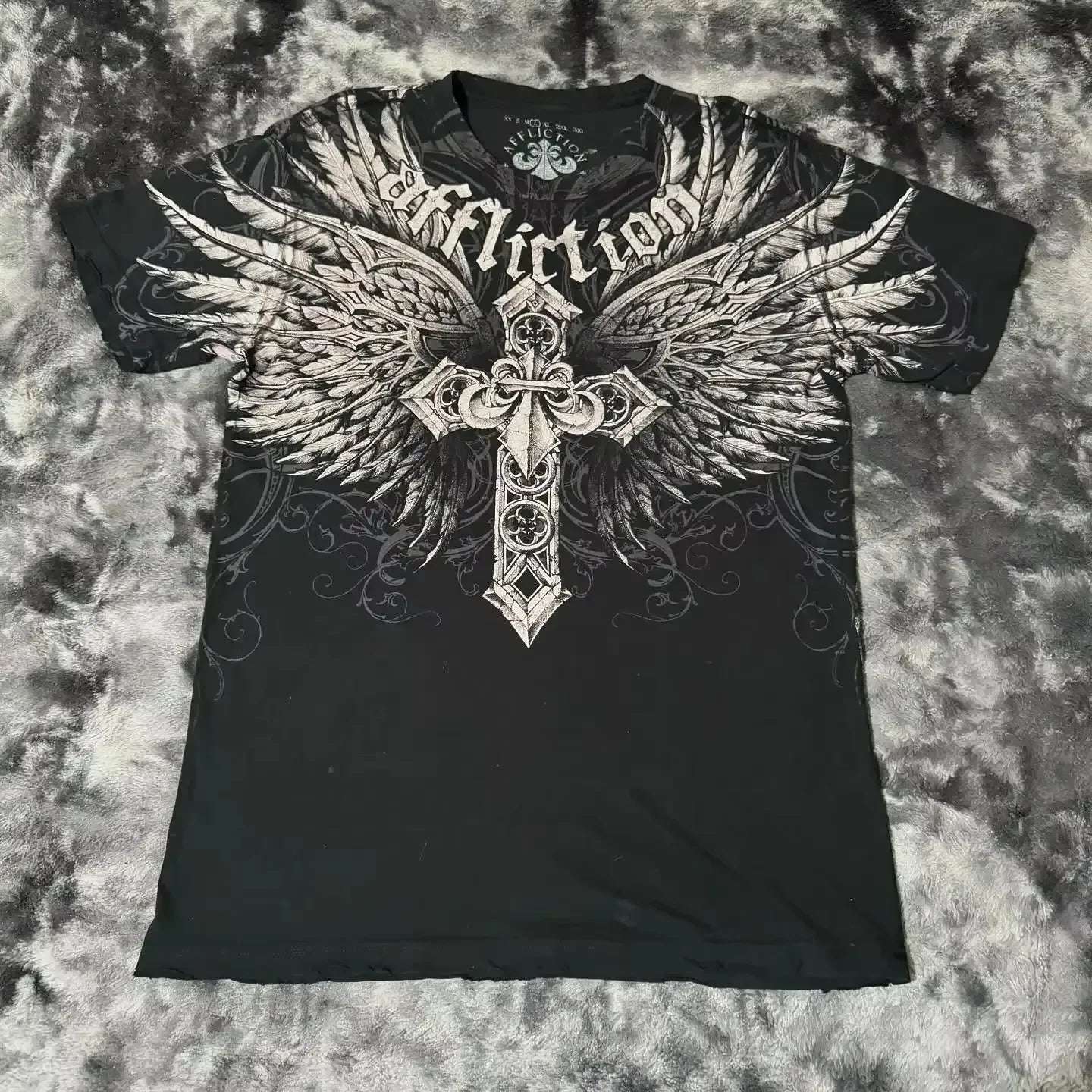 2000s affliction Graphic T-Shirt Mens Large Grunge Wings New Fashion Style Couple Tops Pure Cotton Shirt