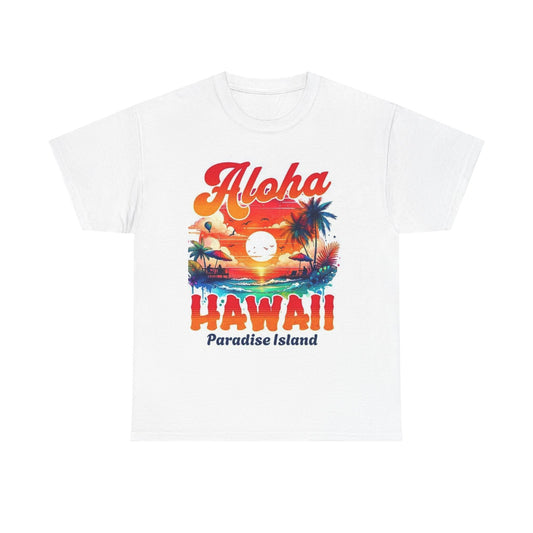 Aloha Hawaii Paradise Island Tee, Vintage Hawaiian Shirt, Beachwear, Summer Essentials, Travel Gift