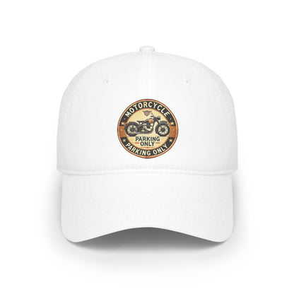 Motorcycle Parking Only Low Profile Baseball Cap, Adjustable Hat, Gift for Bikers, Red Cap, Outdoor Accessories