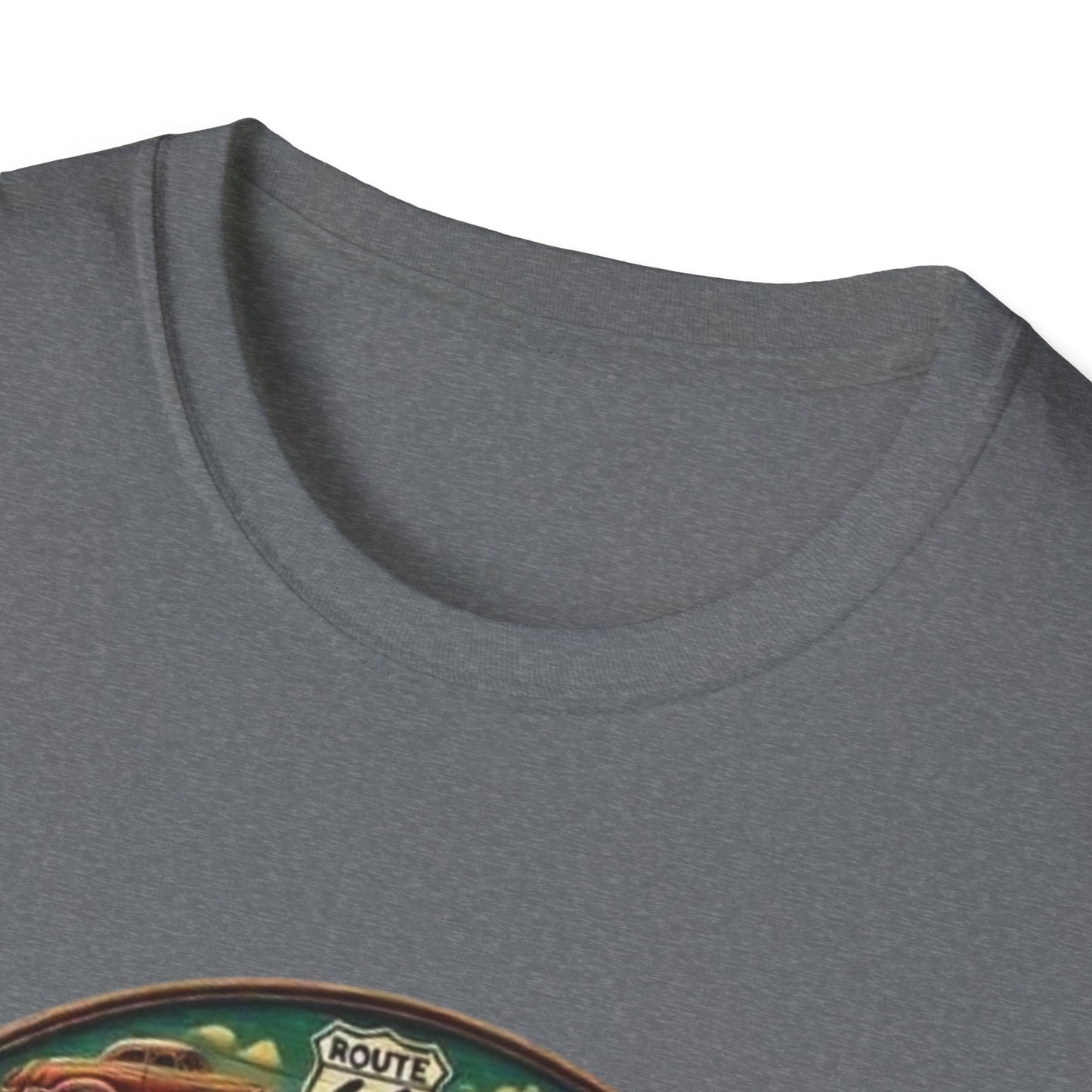 Vintage Route 66 Unisex Softstyle T-Shirt - Retro Travel Vibe