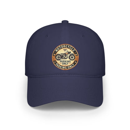 Motorcycle Parking Only Low Profile Baseball Cap, Adjustable Hat, Gift for Bikers, Red Cap, Outdoor Accessories