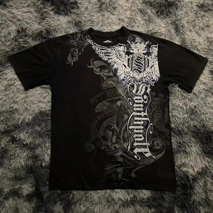 2000s affliction Graphic T-Shirt Mens Large Grunge Wings New Fashion Style Couple Tops Pure Cotton Shirt