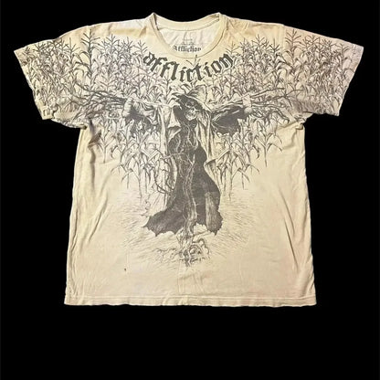 2000s affliction Graphic T-Shirt Mens Large Grunge Wings New Fashion Style Couple Tops Pure Cotton Shirt