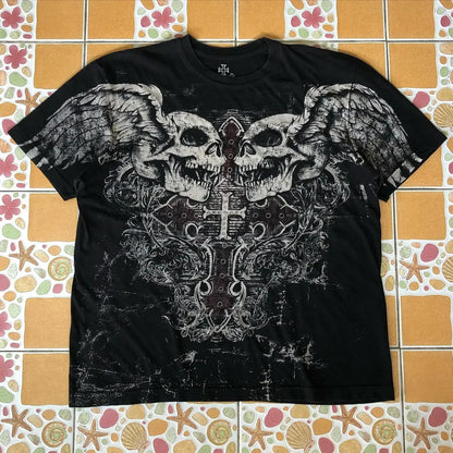 2000s affliction Graphic T-Shirt Mens Large Grunge Wings New Fashion Style Couple Tops Pure Cotton Shirt